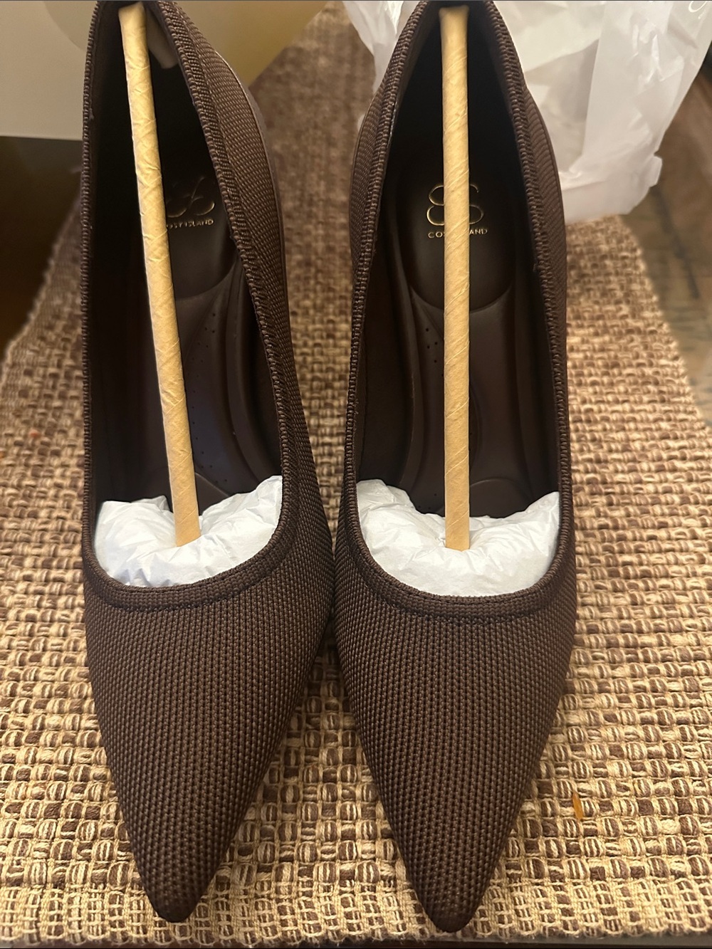 Pointed Knit Pumps in Dark Brown – Women’s Dress Heels